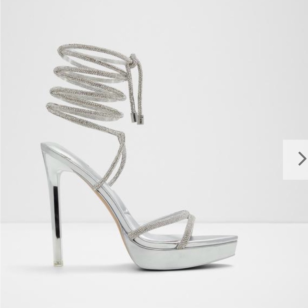 Silver Strappy High Heel Sandals